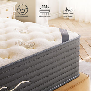 Cashmere Hybrid Mattress – Dual-Sided Cooling Gel Memory Foam with Pocket Springs