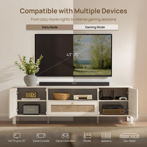 Rattan TV Stand with Drawer & Storage Cabinets