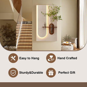 3D LED Wall Decor Sculpture with Artificial Plants & Rabbit Statue