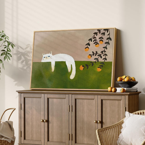 Framed Cat Canvas Wall Art 24x36 Inch