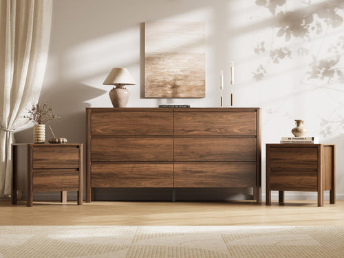 Walnut 3-Piece Bedroom Dresser Set