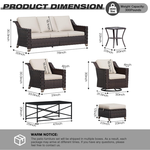 Outdoor Wicker Patio Chairs Set of 2 with Thick Cushions