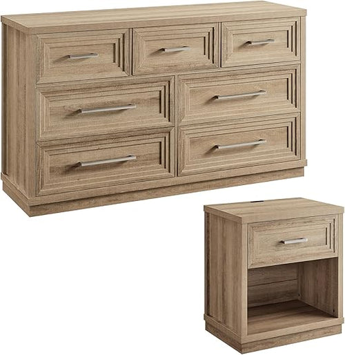 7-Drawer Dresser & Nightstand Set with Charging Station