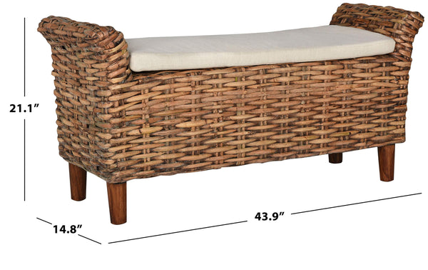 Handwoven Accent Bench – Mango Wood & Kretes Fiber