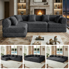 L-Shaped Modular Sectional Sofa Bed – Velvet, No Assembly