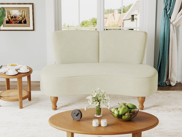 49" Curved Loveseat Sofa with Wooden Legs