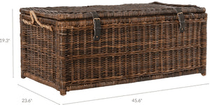 Hand-Woven Wicker Storage Trunk 46"