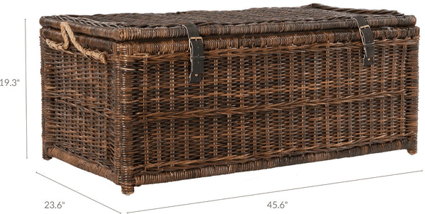 Hand-Woven Wicker Storage Trunk 46"