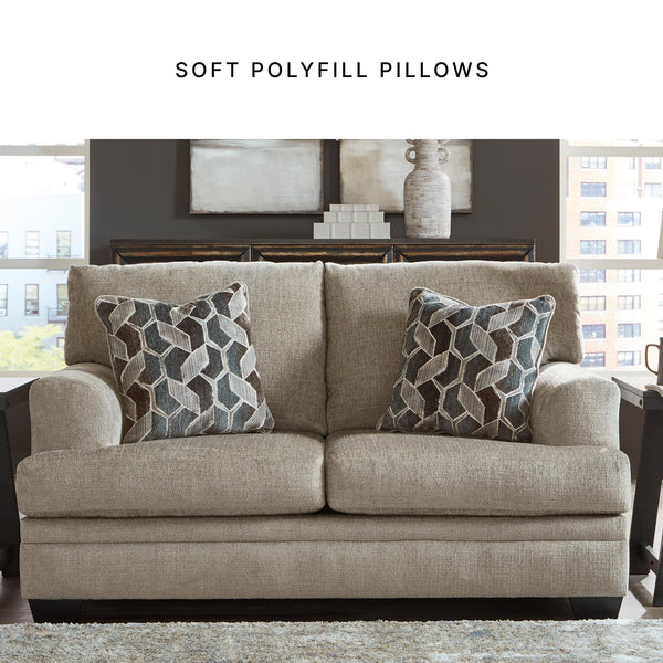 Contemporary Polyester Loveseat with Accent Pillows