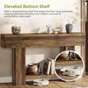 55-Inch Farmhouse Console Table with 2-Tier Storage