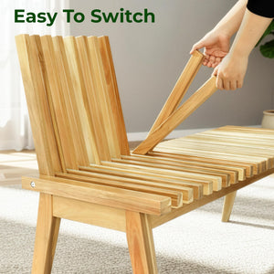 Convertible Acacia Wood Outdoor Bench