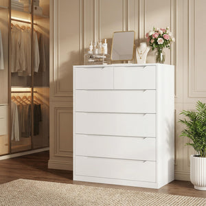 6-Drawer Tall Wooden Dresser – Modern Chest of Drawers for Bedroom