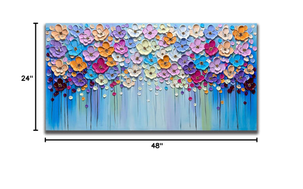 3D Floral Hand-Painted Canvas Wall Art