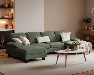U-Shaped Sectional Sofa with Double Chaise & Memory Foam