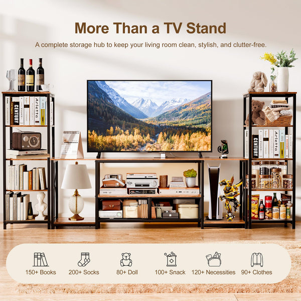TV Stand with LED Lights & Power Outlets for 65-Inch TVs