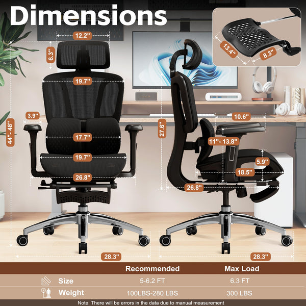 Ergonomic Office Chair with Footrest & Adjustable Lumbar Support
