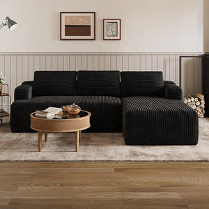 L-Shaped Modular Sectional Sofa with Coil Support