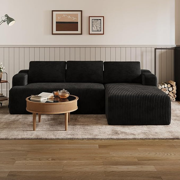 L-Shaped Modular Sectional Sofa with Coil Support