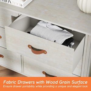 6-Drawer Dresser with Fabric Drawers – Off White