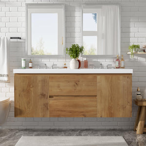 60" Floating Double Sink Bathroom Vanity