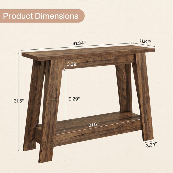 Farmhouse Console Table 2-Tier Narrow Entryway Table with Storage