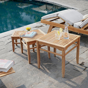 Teak Nesting Side Tables Set of 3 – Outdoor Patio Accent Tables