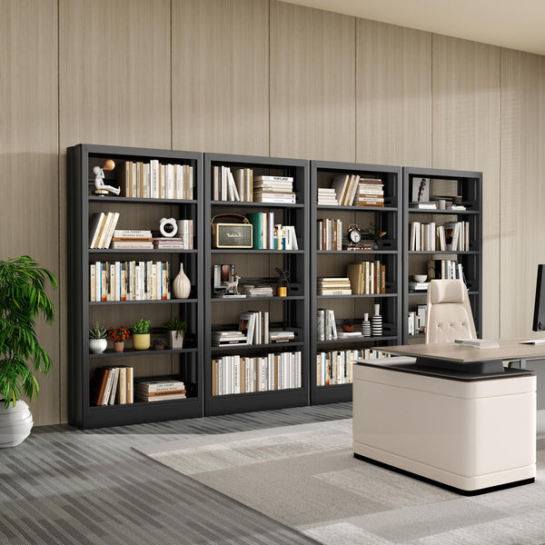 5-Tier Metal Bookcase with Adjustable Shelves