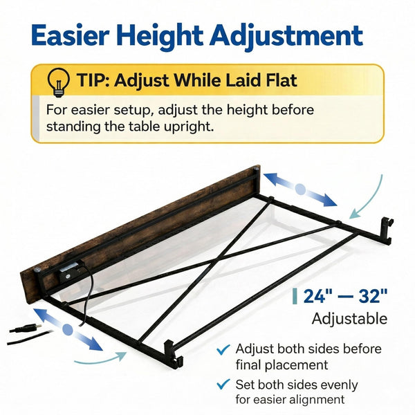 Skinny Console Sofa Table with Charging Station, Adjustable Height, 2-Pack (78.8")
