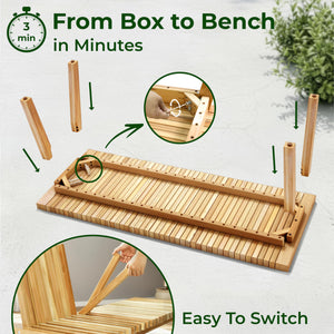 Convertible Acacia Wood Outdoor Bench