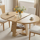 Extendable Round Dining Table with Storage Shelf — Seats 4–8