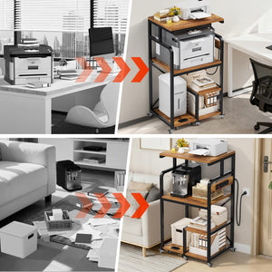 4-Tier Rolling Printer Stand with Power Outlets