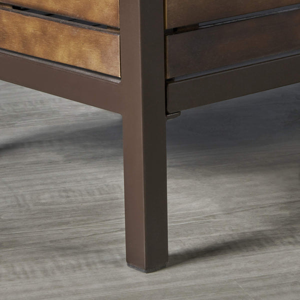 Indoor Acacia Wood Bar Set with Rustic Metal Accents