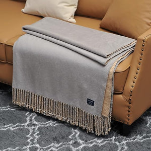 Fringed Mulberry Silk Throw Blanket