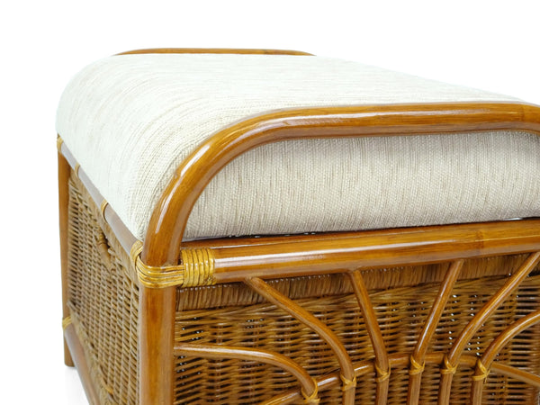 Rattan Wicker Ottoman with Basket and Cushion