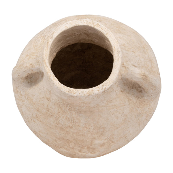 Paper Mache Amphora Vase with Handles – 14 Inch, White