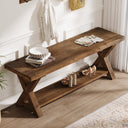 43.3" Solid Wood Entryway Bench with Storage Shelf
