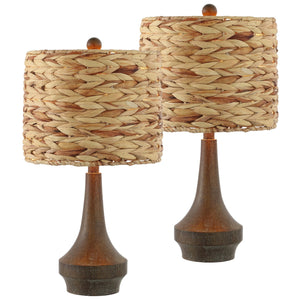 Rustic Rattan Table Lamp Set of 2
