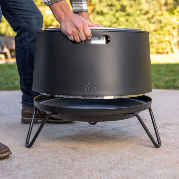 Smokeless Outdoor Fire Pit – Round Wood Burning Patio Fire Pit with Stand & Cover