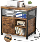 Lateral File Cabinet with Printer Stand & USB Charging