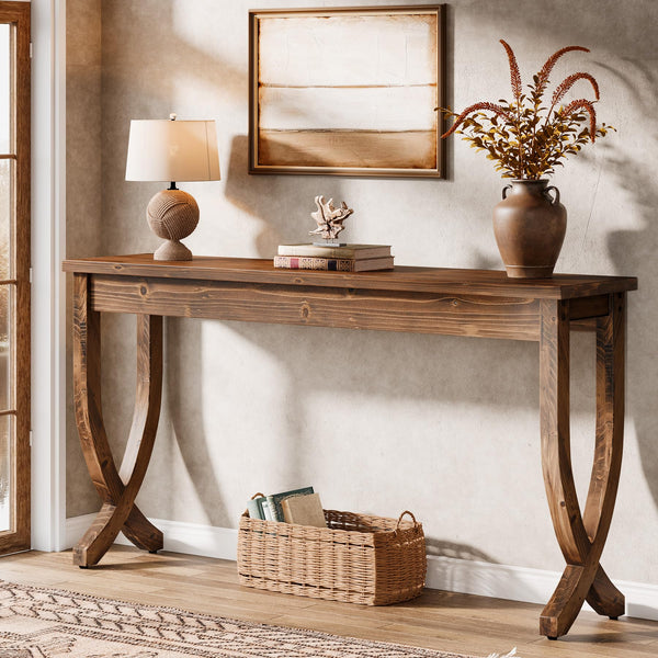 63" Solid Wood Farmhouse Console Table