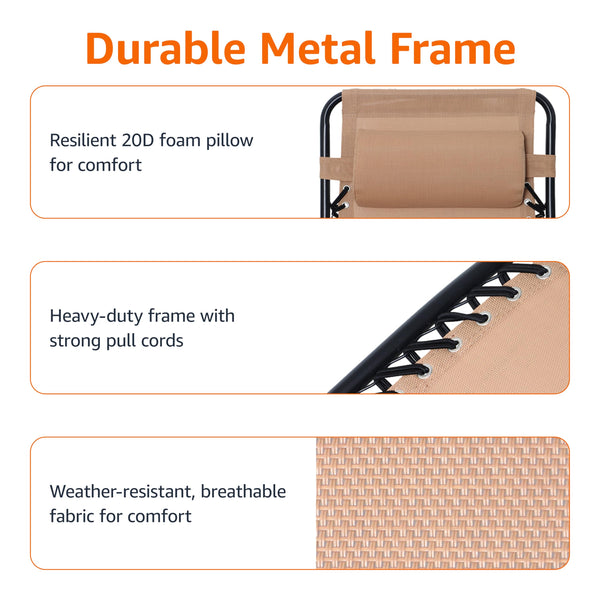 Folding Outdoor Rocking Chair with Padded Headrest