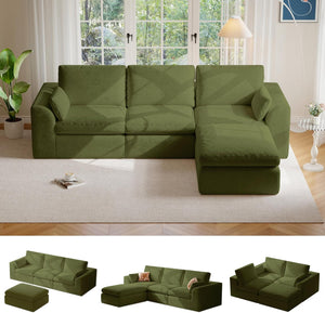 108" Modular Sectional Cloud Couch with Ottoman