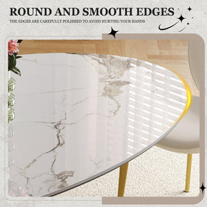 Oval Sintered Stone Dining Table Set with Stainless Steel Base