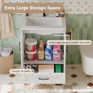 24-Inch Freestanding Bathroom Vanity with Sink and Storage Cabinet