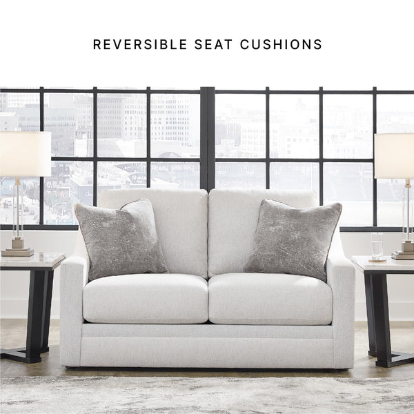 Contemporary Light Gray Loveseat with Accent Pillows