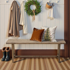 Solid Wood Rustic Farmhouse Entryway Bench