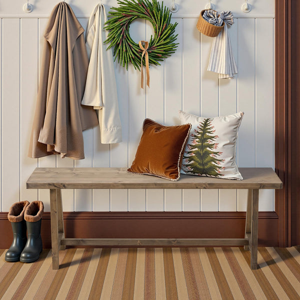 Solid Wood Rustic Farmhouse Entryway Bench