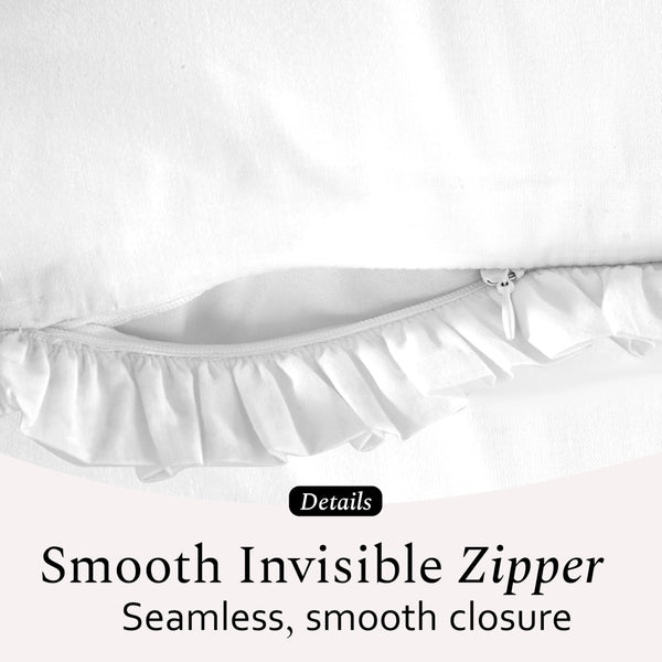 White Cotton Ruffle Throw Pillow Covers – Pack of 2