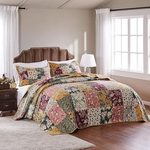Cotton Patchwork Quilt Set – Floral & Paisley Bedding