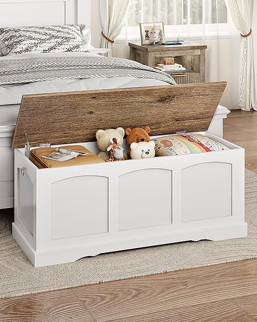 Storage Chest Bench with Lift Lid and Safety Hinge